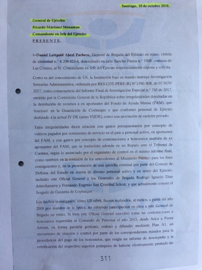 Carta del general Aberl