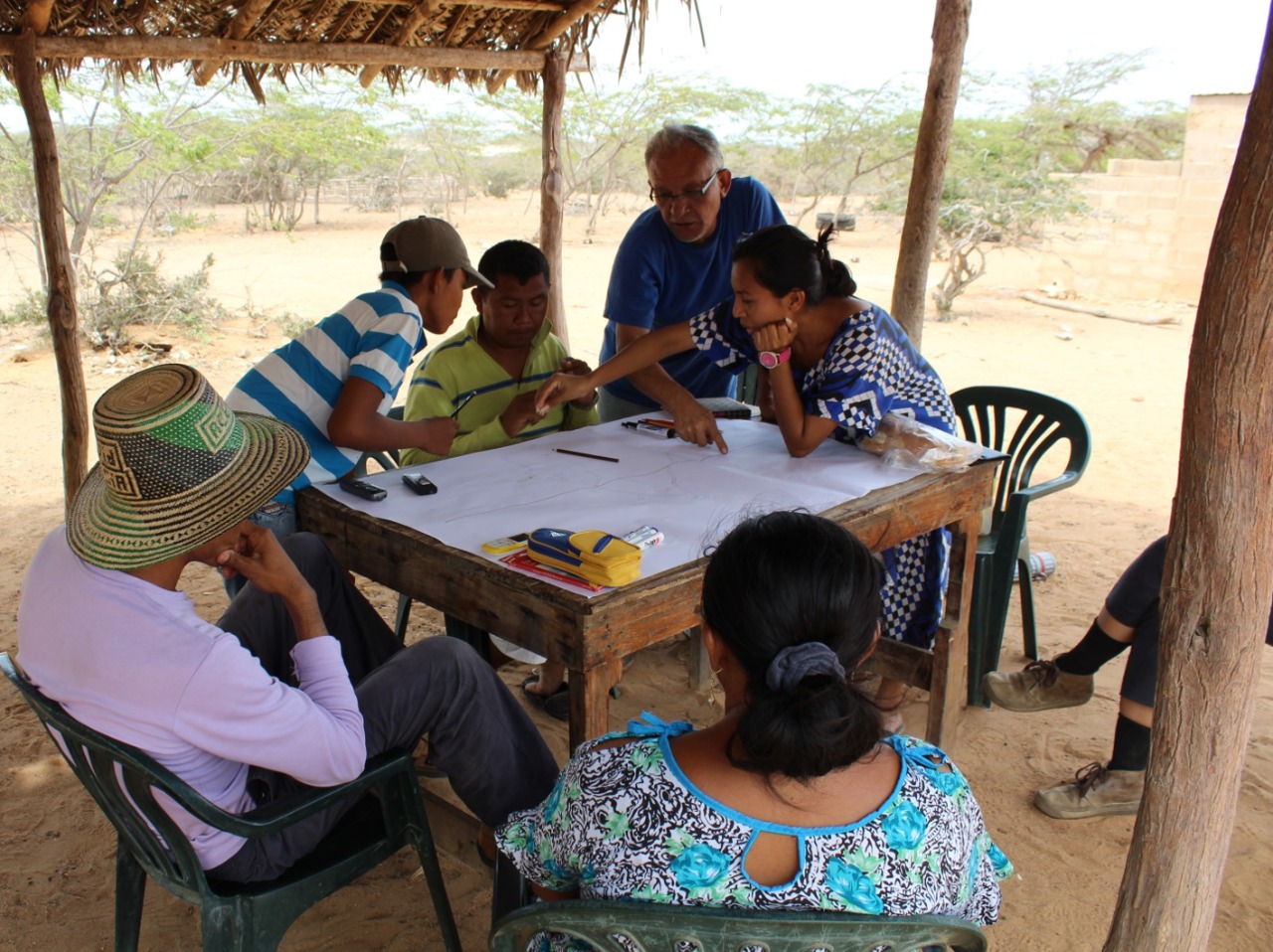 En la Guajira Venezolana realizando mapas con comunidades del Pueblo Wayuu, organizaciones indígenas Wainjirawa y la Universidad Autónoma Indígena UAIN En la Guajira Venezolana realizando mapas con comunidades del Pueblo Wayuu, organizaciones indígenas Wainjirawa y la Universidad Autónoma Indígena UAIN