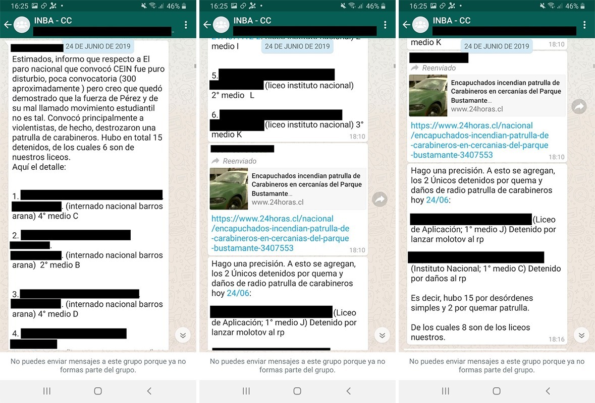Información personal de estudiantes menores de edad de otros establecimientos Información personal de estudiantes menores de edad de otros establecimientos