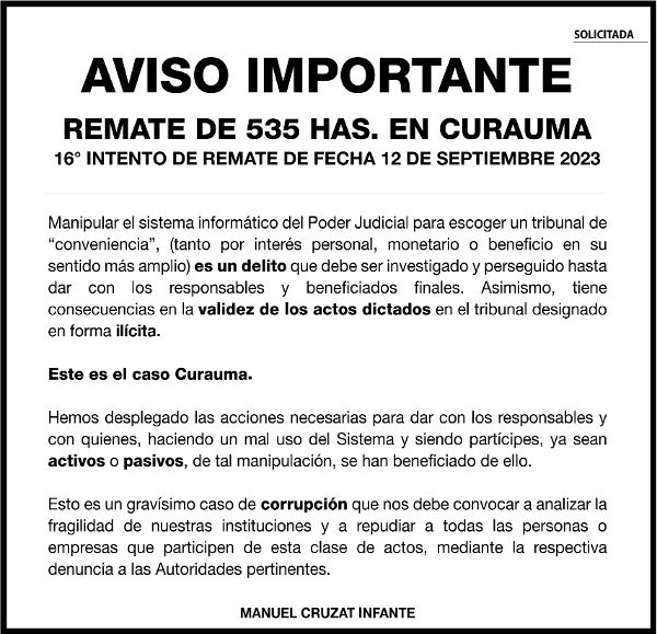 Inserto Manuel Cruzat en El Mercurio.