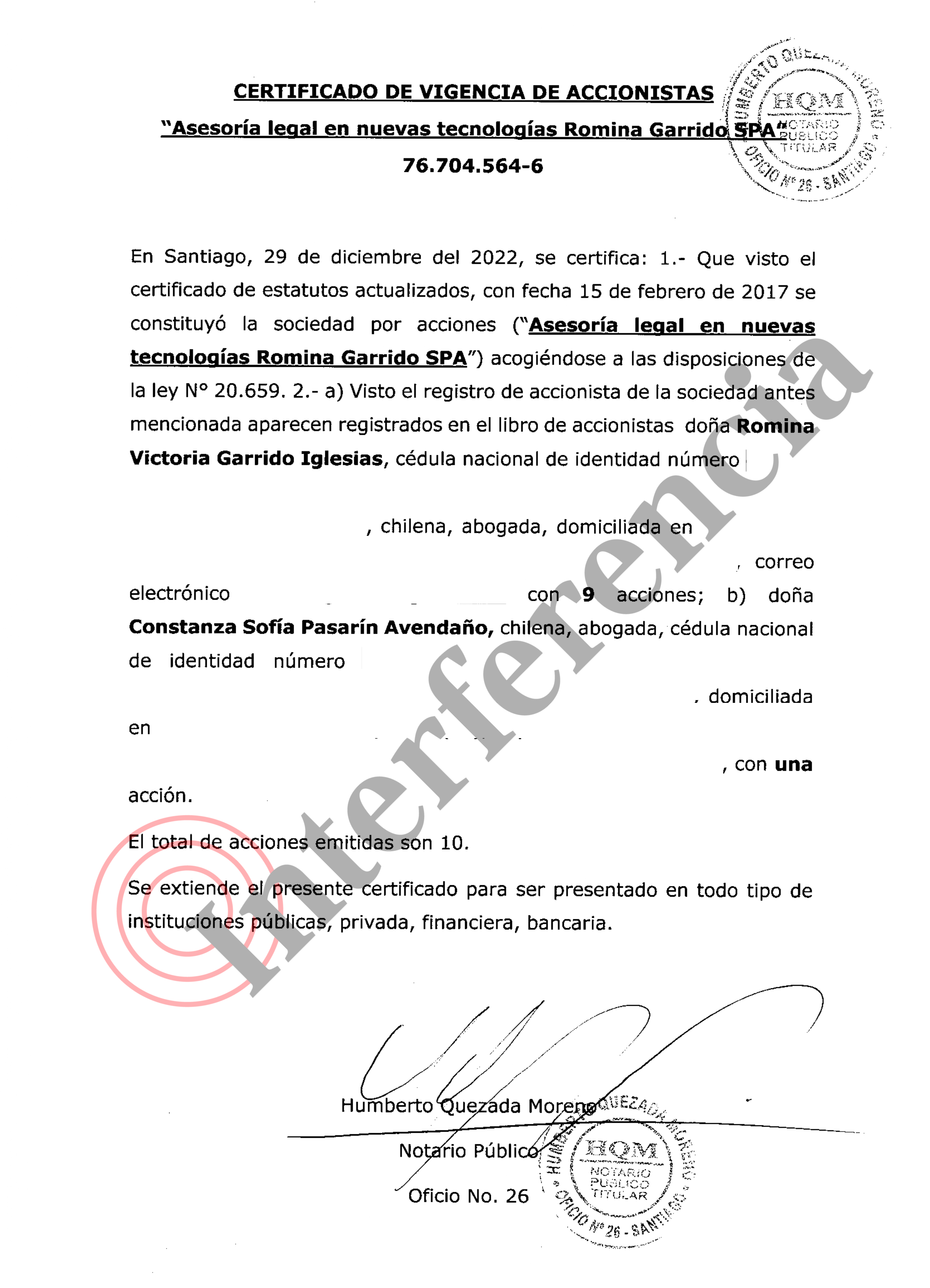 Garrido y Pasarín como socias de Privacy Consulting SpA (nombre de fantasía). Garrido y Pasarín como socias de Privacy Consulting SpA (nombre de fantasía).