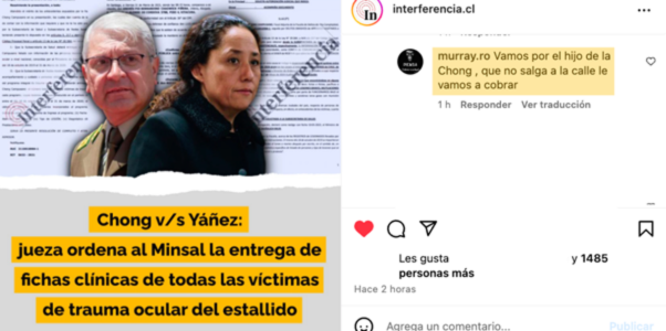 Amenaza de "@murray.ro" a la fiscal Ximena Chong en redes. Amenaza de murray.ro a la fiscal Ximena Chong en redes.