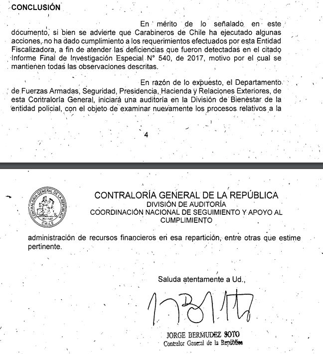 Contralor Bermudez ordena nueva auditoría. Fuente: Informe Seguimiento CGR Contralor Bermudez ordena nueva auditoría. Fuente: Informe Seguimiento CGR