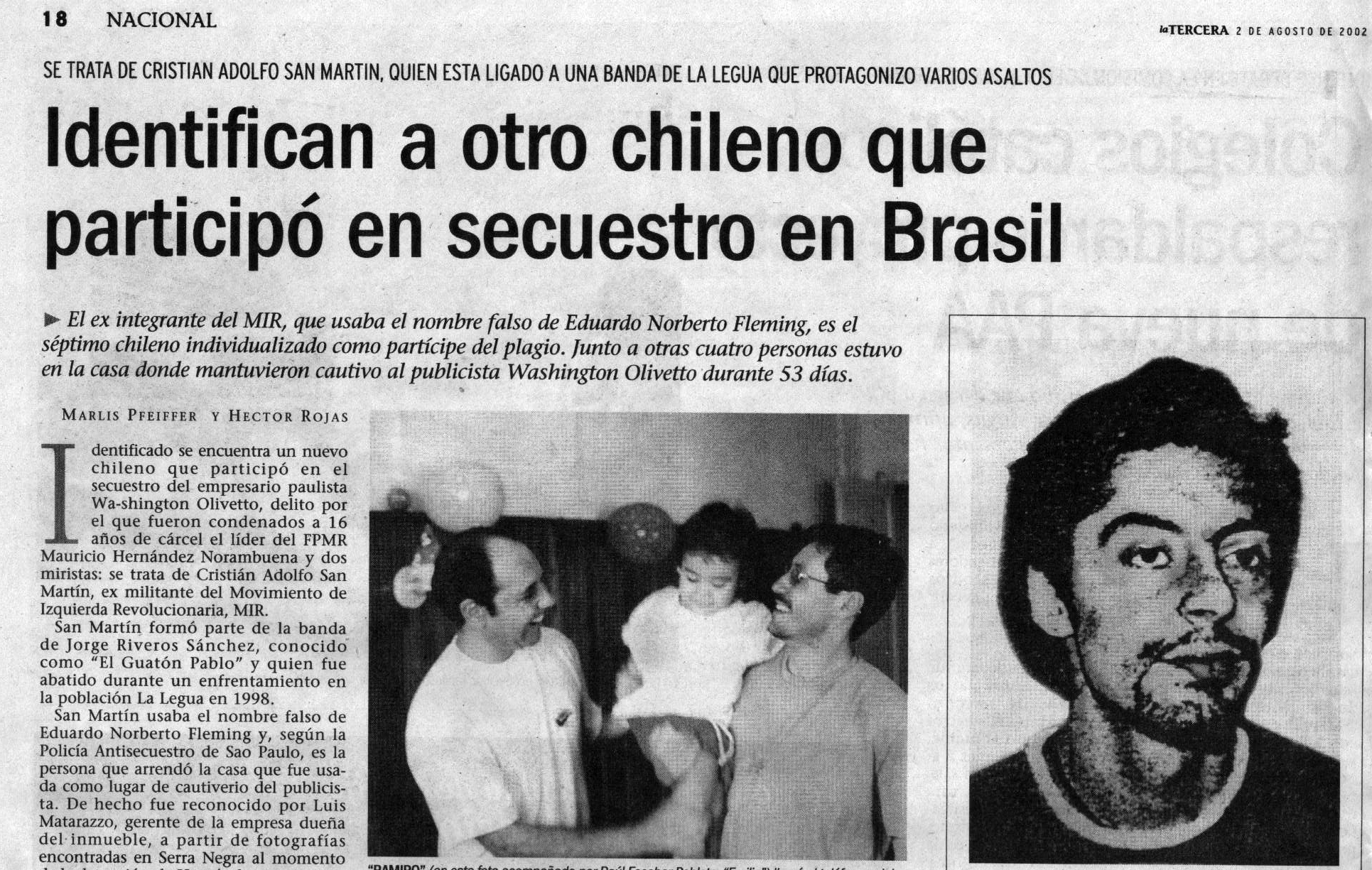 Chilenos involucrados en secuestro en Brasil.