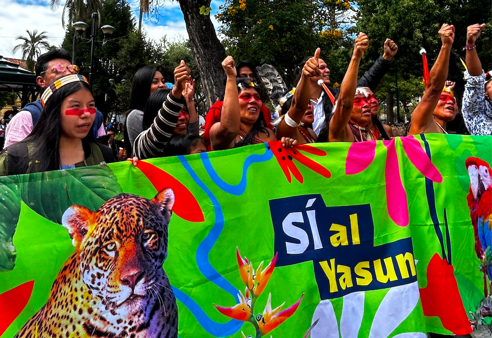 En un encuentro por el Yasuní en la ciudad de Cuenca, Ecuador, en julio de 2023. Foto: Helena Gualinga En un encuentro por el Yasuní en la ciudad de Cuenca, Ecuador, en julio de 2023. Foto: Helena Gualinga