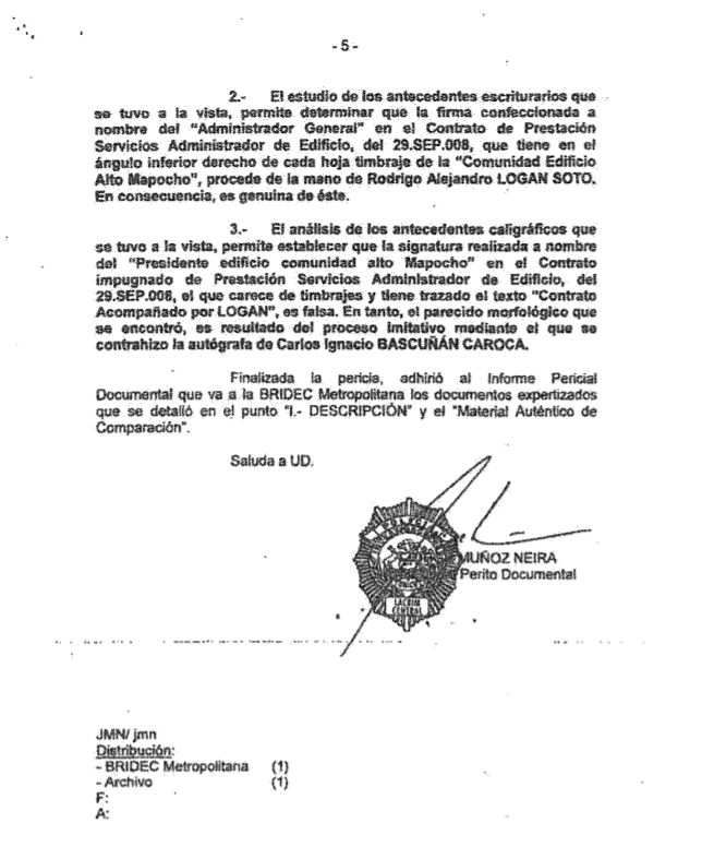 Conclusiones del informe de la PDI, el cual en su punto 3 determina falsificación de firma Conclusiones del informe de la PDI, el cual en su punto 3 determina falsificación de firma