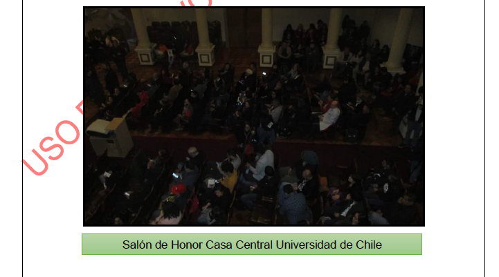 Imagen tomada durante el acto en la Universidad de Chile. Foto: Interferencia Imagen tomada durante el acto en la Universidad de Chile. Foto: Interferencia