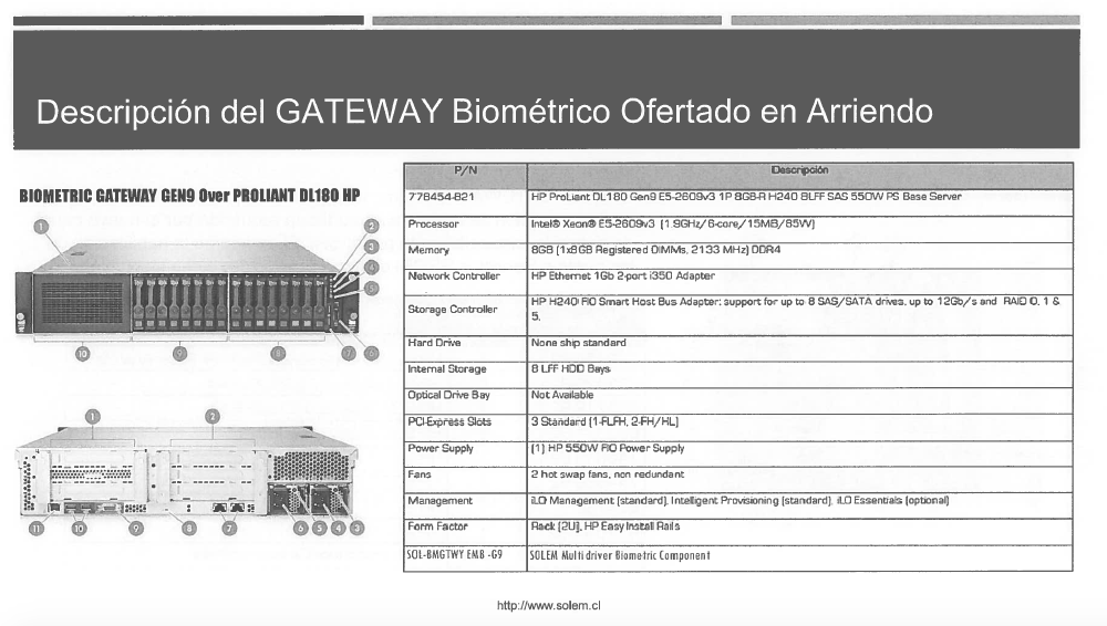 Gateway proveido por Solem a Carabineros, desde donde se hacen las interconexiones. Foto extraída de la propuesta técnica de Solem.