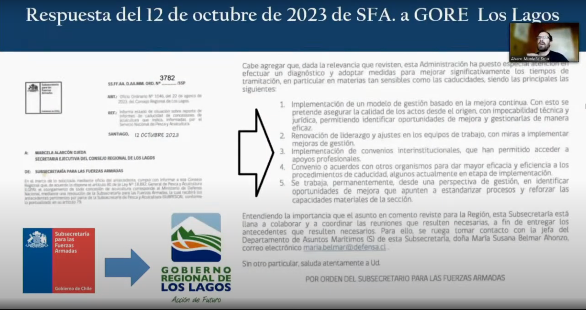 Respuesta SSFFAA al GORE de Los Lagos por caducidad de concesiones salmoneras.