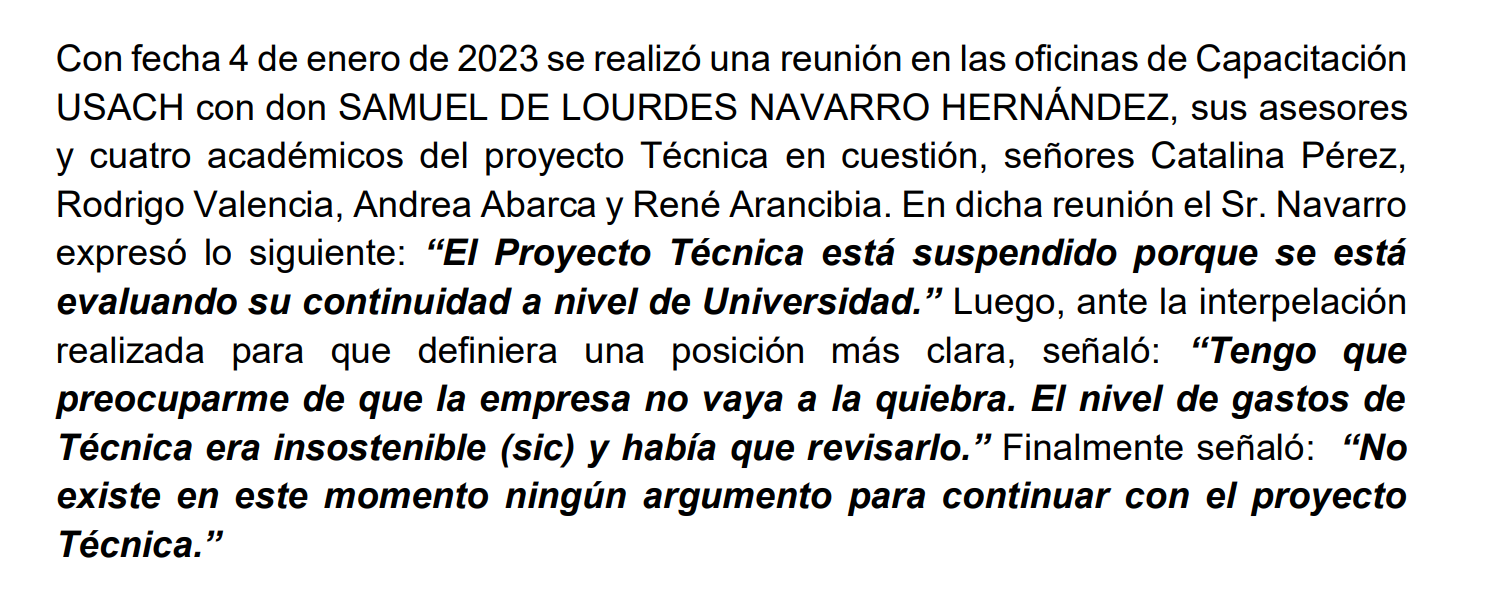 Respuesta de Navarro a docentes según su demanda.