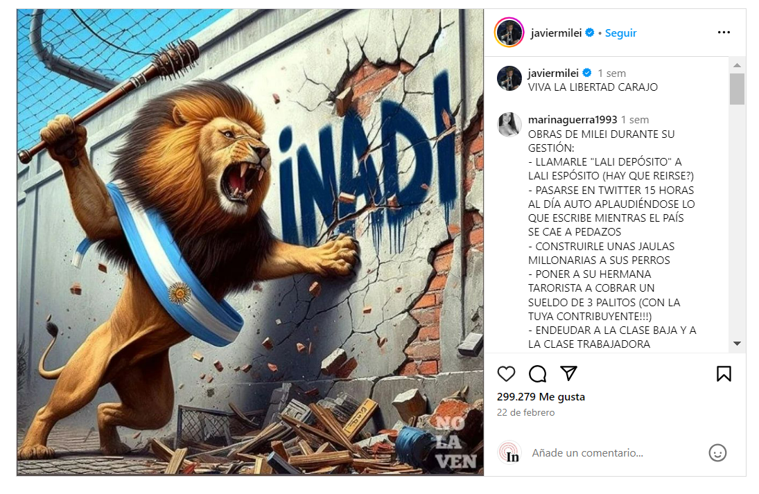 Cuenta de Instagram de Milei publica imágenes creadas con IA. Cuenta de Instagram de Milei publica imágenes creadas con IA.