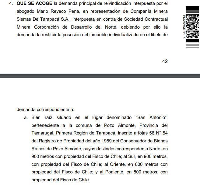 Fallo del Juzgado de Pozo Almonte. Archivo completo al final de este artículo.