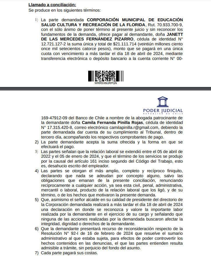 Conciliación entre Carter y Férnandez.