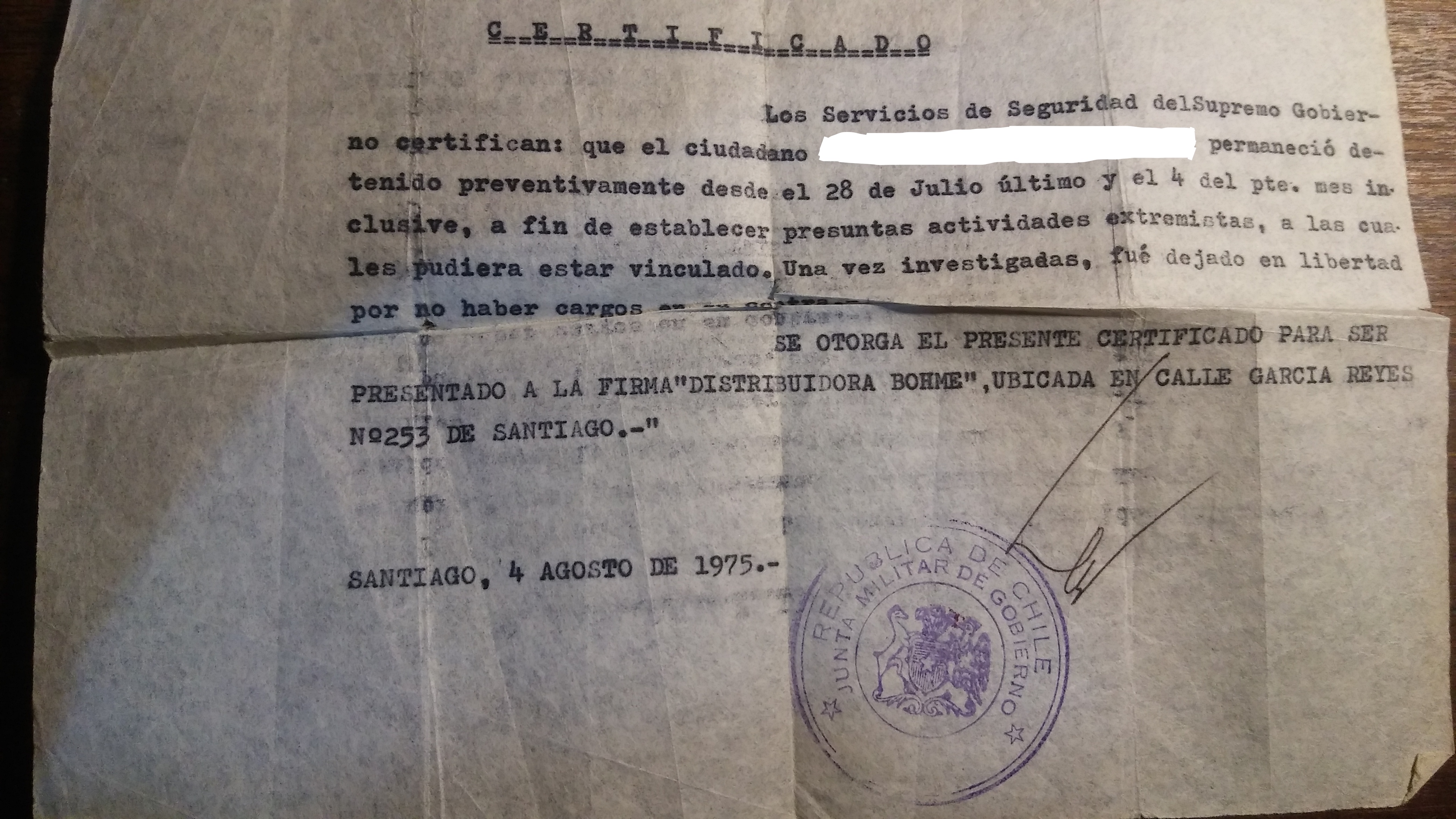 Certificado de detención de un testigo Certificado de detención de un testigo