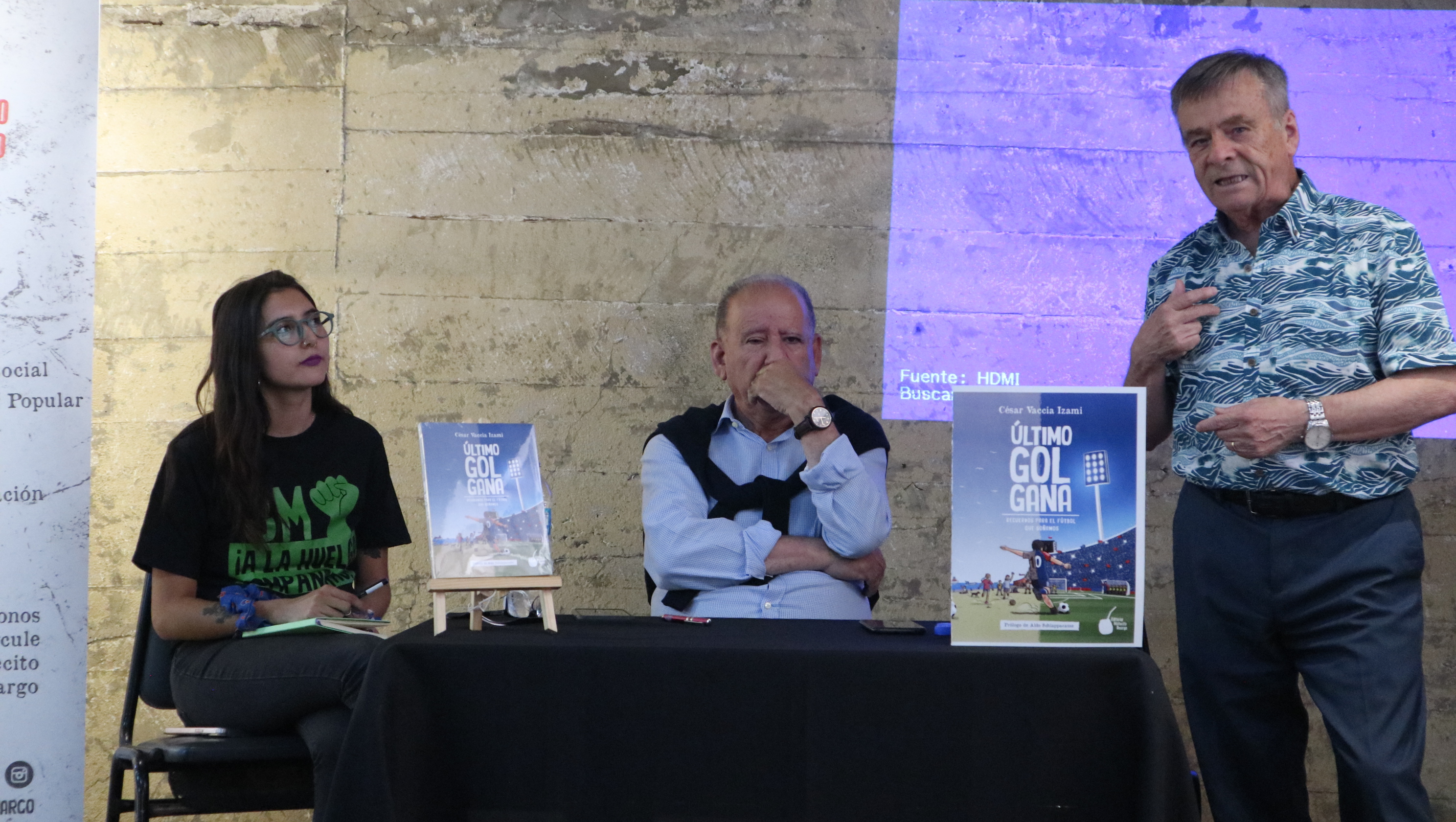 César Vaccia durante presentación del libro Último gol gana. Fuente: Editorial Matecito Amargo. César Vaccia durante presentación del libro Último gol gana.