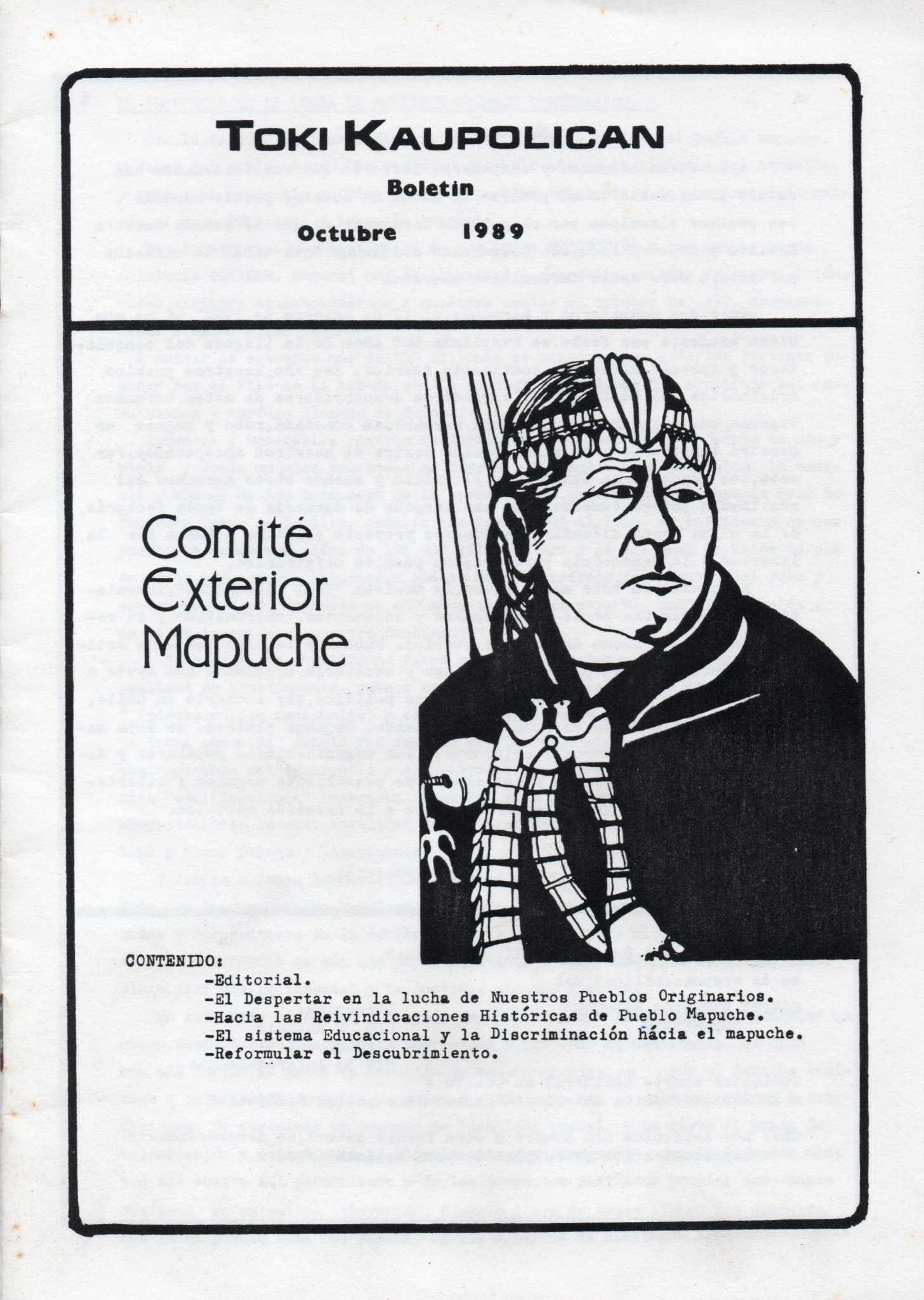 Revista Toki Caupolican 1989 Comité Exterior Mapuche Revista Toki Caupolican 1989 Comité Exterior Mapuche