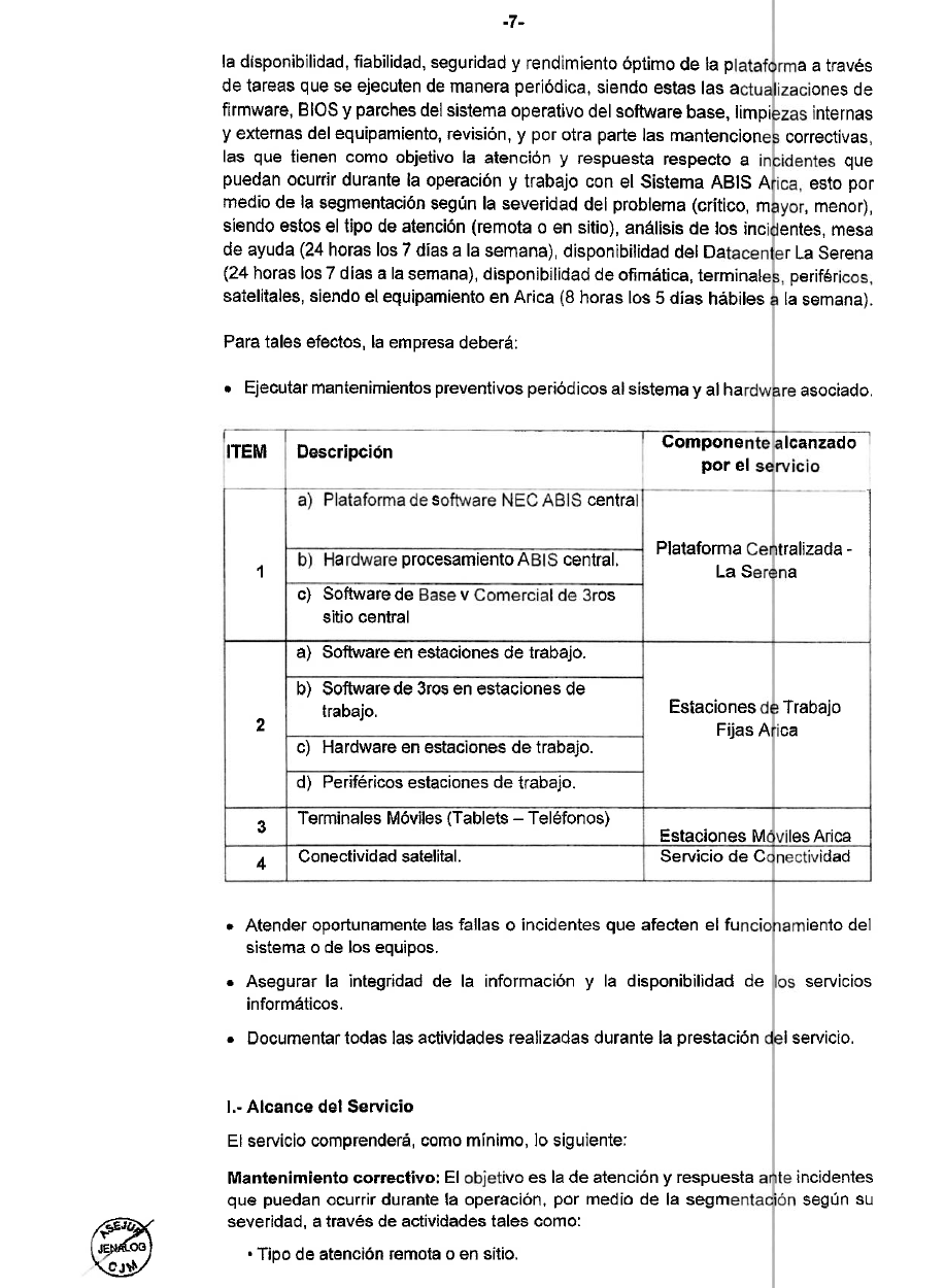 Contrato entre PDI y NEC Chile S.A.