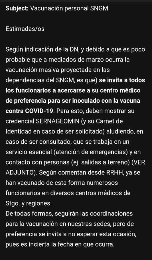 Correo electrónico de subdirección de Geología, Sernageomin