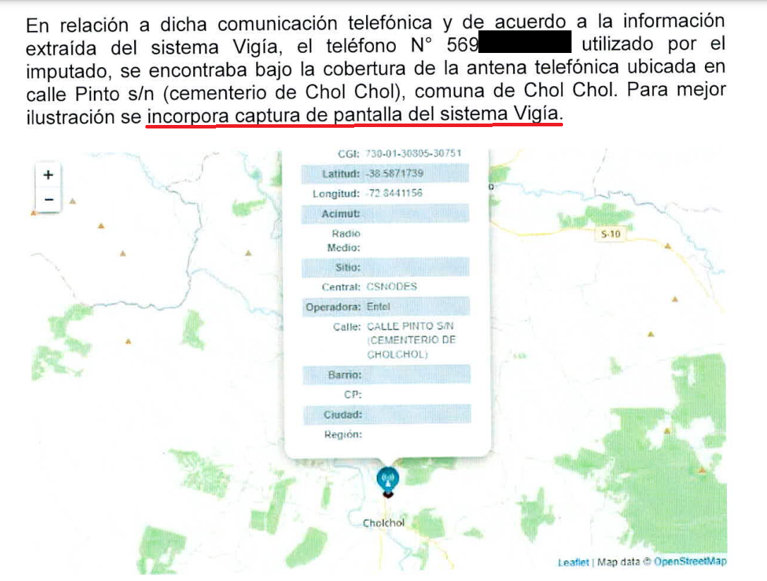 Sistema Vigía indica la antena a la que se conectó el celular intervenido