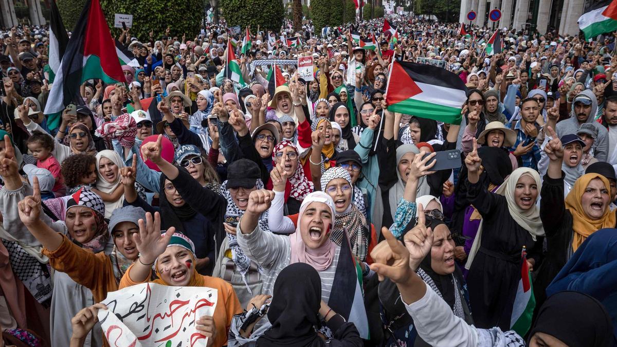 Masivo apoyo a los palestinos.