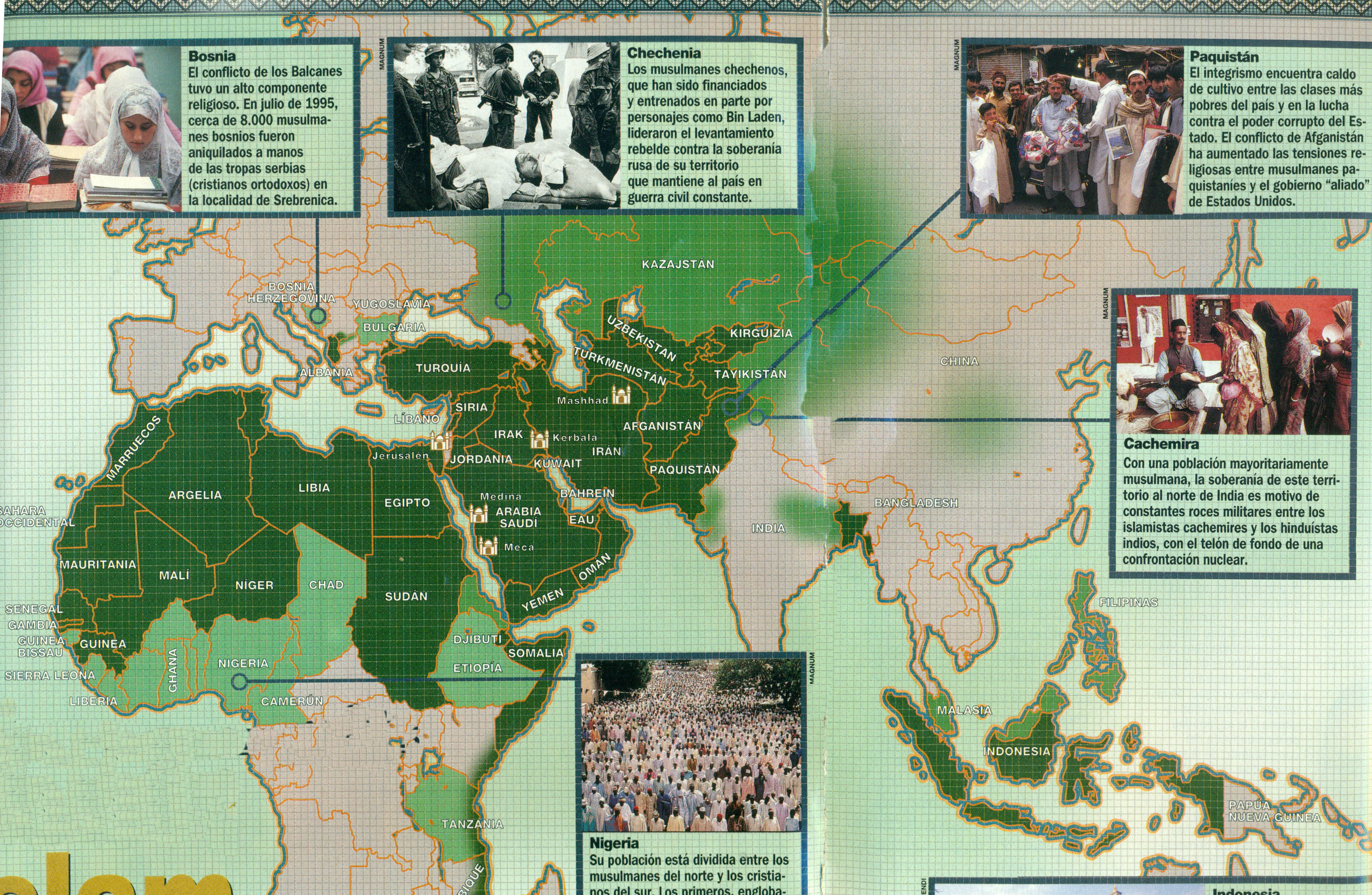 En verde los países mayoritariamente musulmanes. En verde los países mayoritariamente musulmanes.