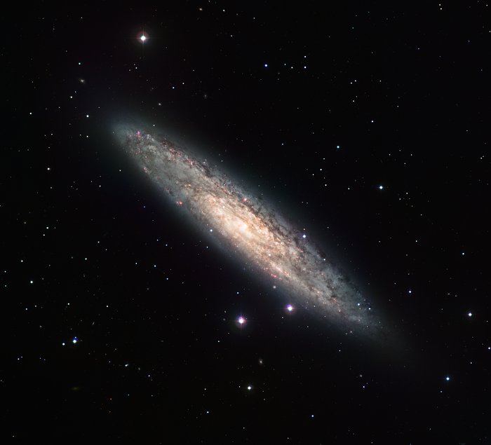Galaxia espiral NGC 253. (Crédito: ESO) Galaxia espiral NGC 253. (Crédito: ESO)