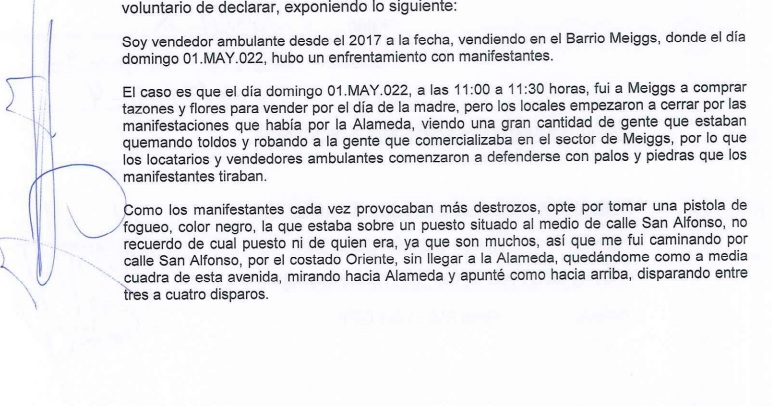 Extracto de la declaración de Naranjo a la PDI. Extracto de la declaración de Naranjo a la PDI.