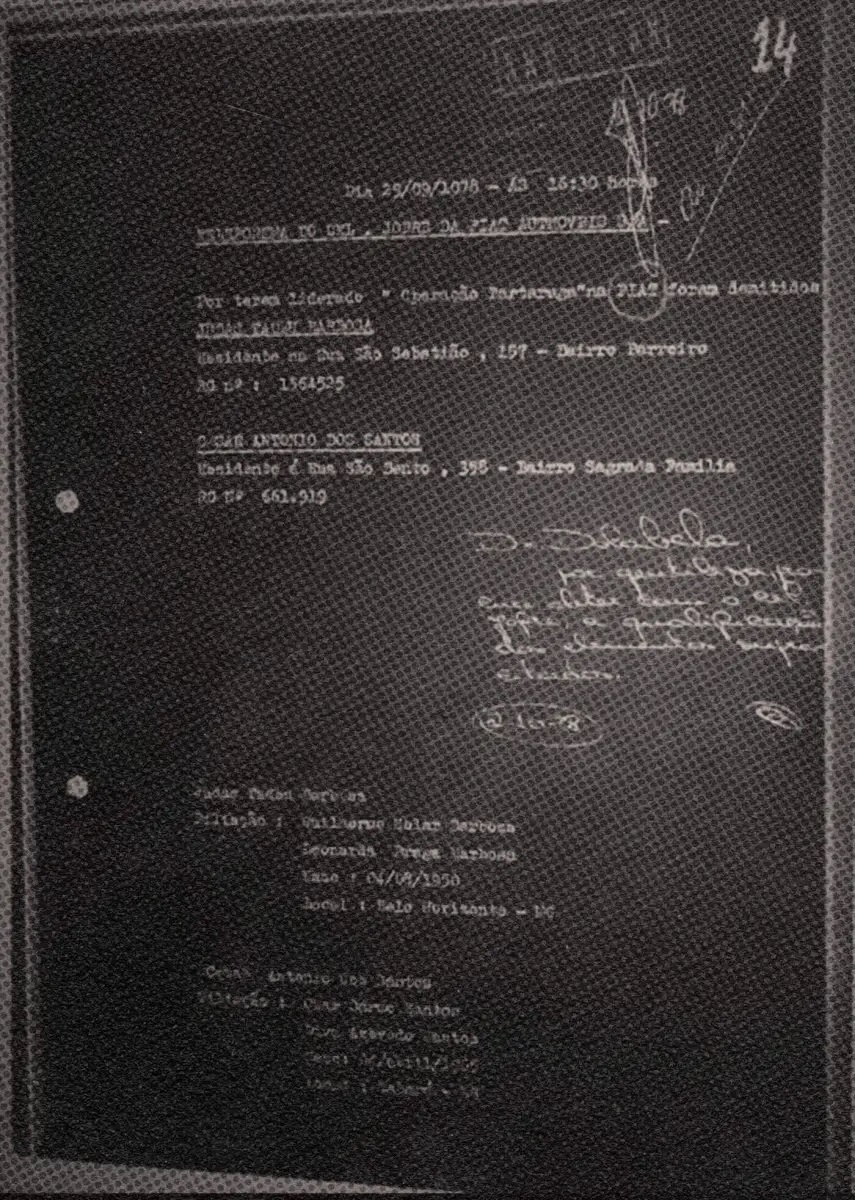 Documento enviado por Joffre sobre los empleados de la fábrica. Documento enviado por Joffre sobre los empleados de la fábrica.
