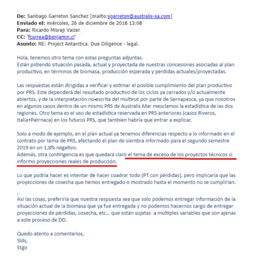 Correo de Garretón a Misraji de diciembre de 2018. Fuente: Querella en el 4° Juzgado de Garantía. Correo de Garretón a Misraji de diciembre de 2018. Fuente: Querella en el 4° Juzgado de Garantía.