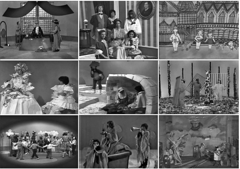 Ejemplos del significativo aporte de la/los escenógrafos y vestuaristas Loreto Jiménez, Pablo Núñez y Daniel Palma para Masamigos (Canal 11, U. de Chile, 1983-1984). Ejemplos del significativo aporte de la/los escenógrafos y vestuaristas Loreto Jiménez, Pablo Núñez y Daniel Palma para Masamigos (Canal 11, U. de Chile, 1983-1984).