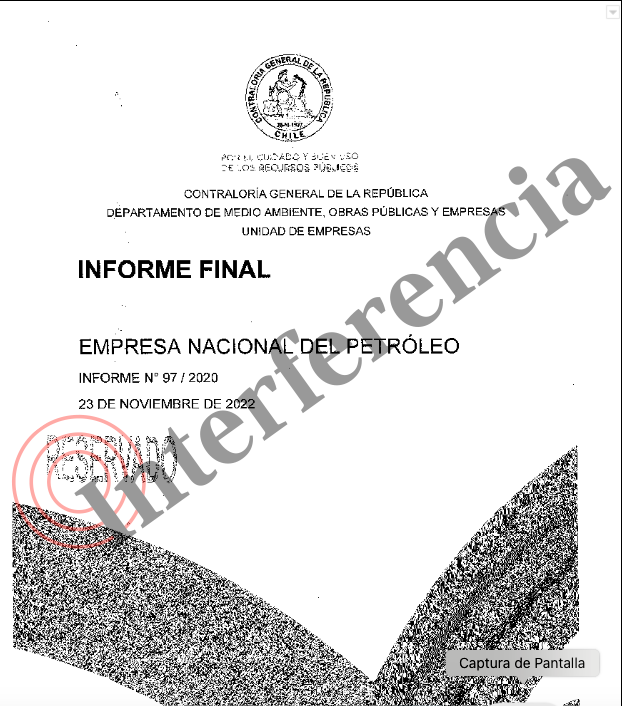 Informe reservado de Contraloría sobre ENAP. Informe reservado de Contraloría sobre ENAP.