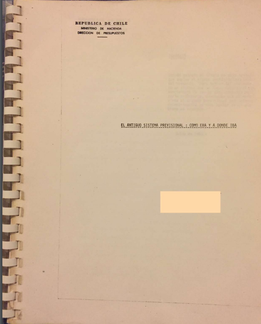 El antiguo sistema previsional cómo era y a dónde iba, Dipres, 1980. 