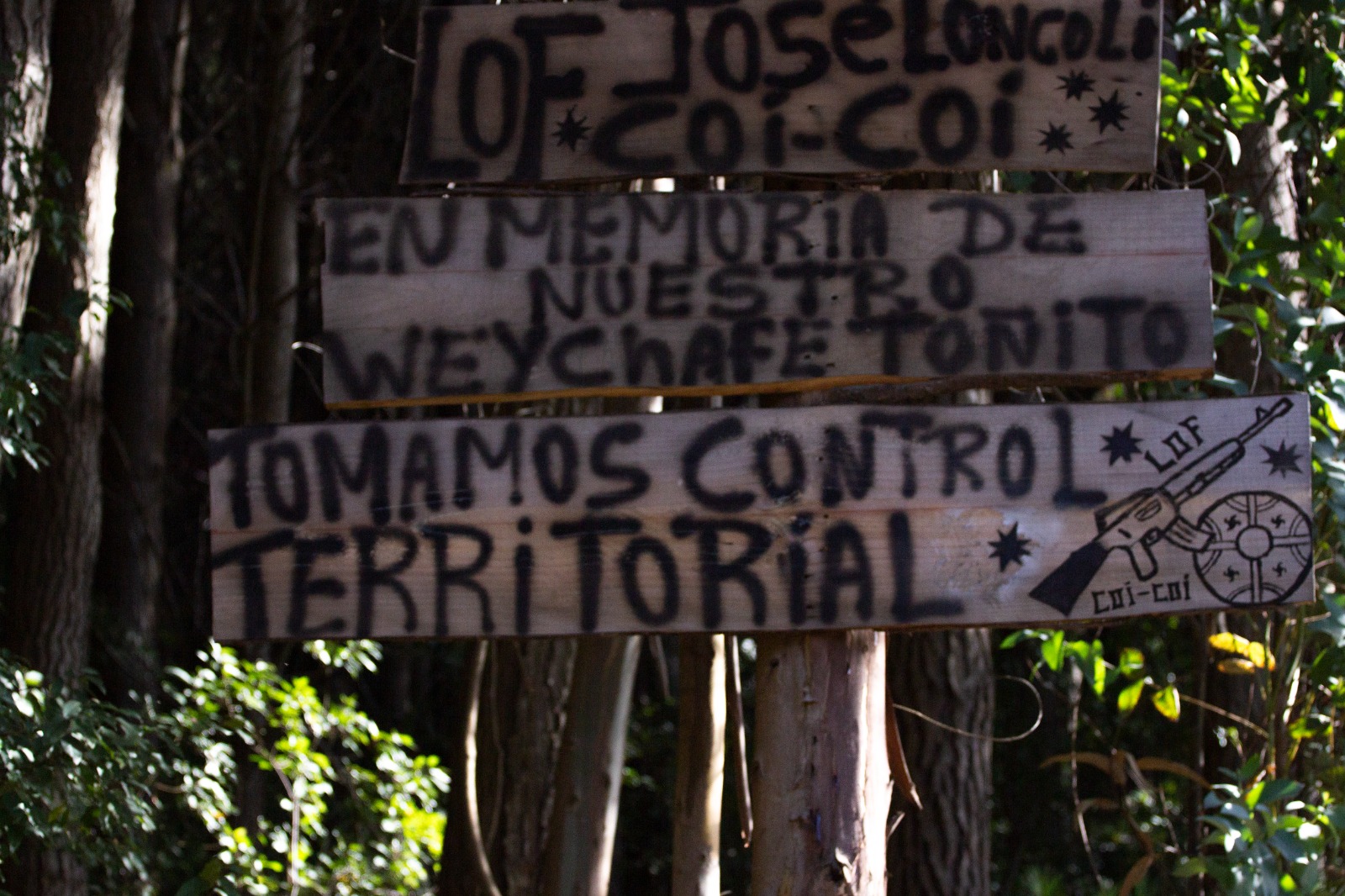 Interior fundo Santa Ana tres palos, en control territorial comunidad José Loncolí. Foto: Nicolás Zamorano. Interior fundo Santa Ana tres palos, en control territorial comunidad José Loncolí. Foto: Nicolás Zamorano.