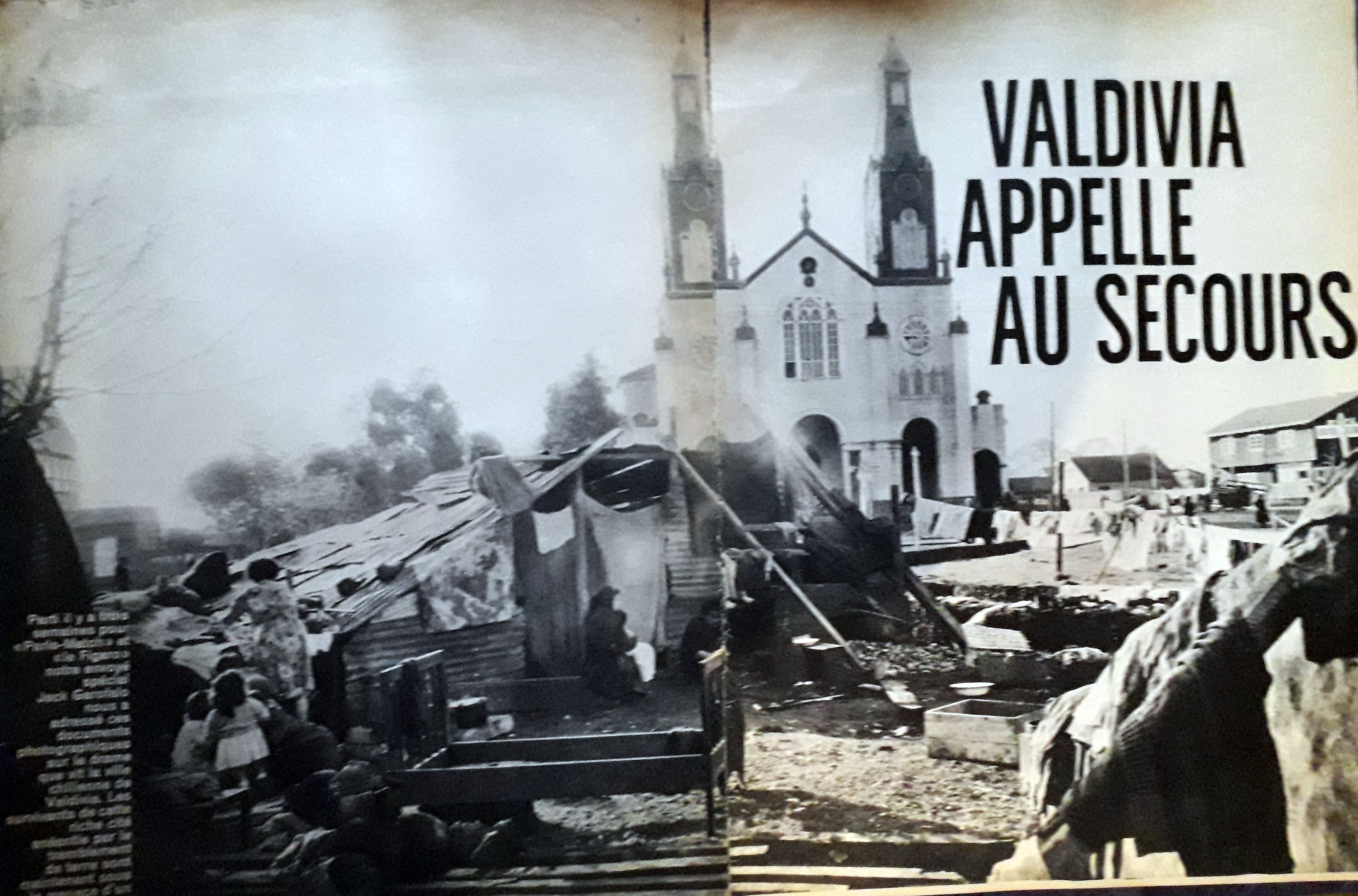 La revista francesa Paris Match publicó esta foto de la plaza de Castro, en Chiloé, con la lectura "Valdivia pide ayuda"