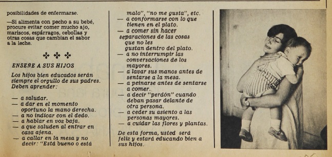 Extracto de recomendaciones a madres en revista de Cema Chile. Extracto de recomendaciones a madres en revista de Cema Chile.