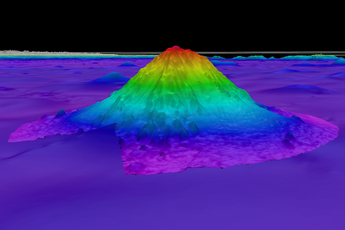 Mapa batimétrico del monte submarino Solito. Foto: cortesía Schmidt Ocean Institute. Mapa batimétrico del monte submarino Solito. Foto: cortesía Schmidt Ocean Institute