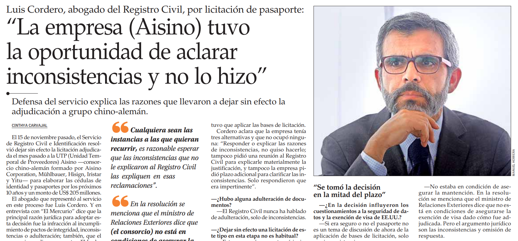 Cordero en El Mercurio (21 de noviembre de 2021). Cordero en El Mercurio (21 de noviembre de 2021).
