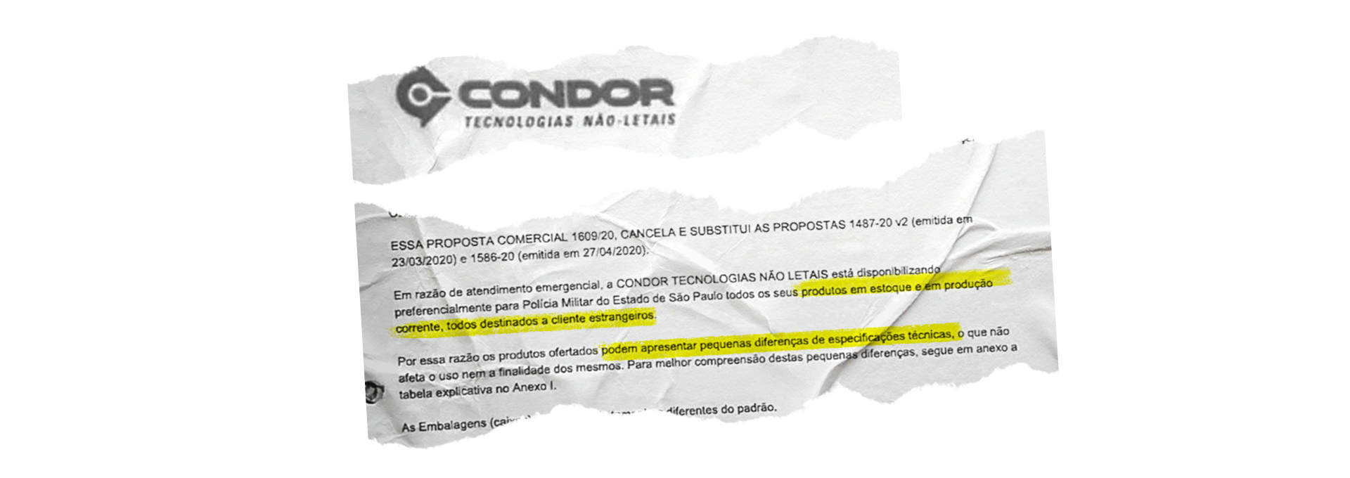 Documentos de Condor muestran que empresa informó a policía de Sao Paulo diferencias en productos para venta en el exterior. Foto: Juliana Dal Piva Documentos de Condor muestran que empresa informó a policía de Sao Paulo diferencias en productos para venta en el exterior. Foto: Juliana Dal Piva