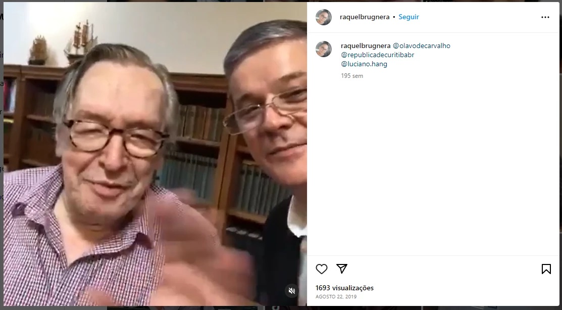 Olavo de Carvalho envía un mensaje a Raquel Brugnera a través de Paulo Generoso.