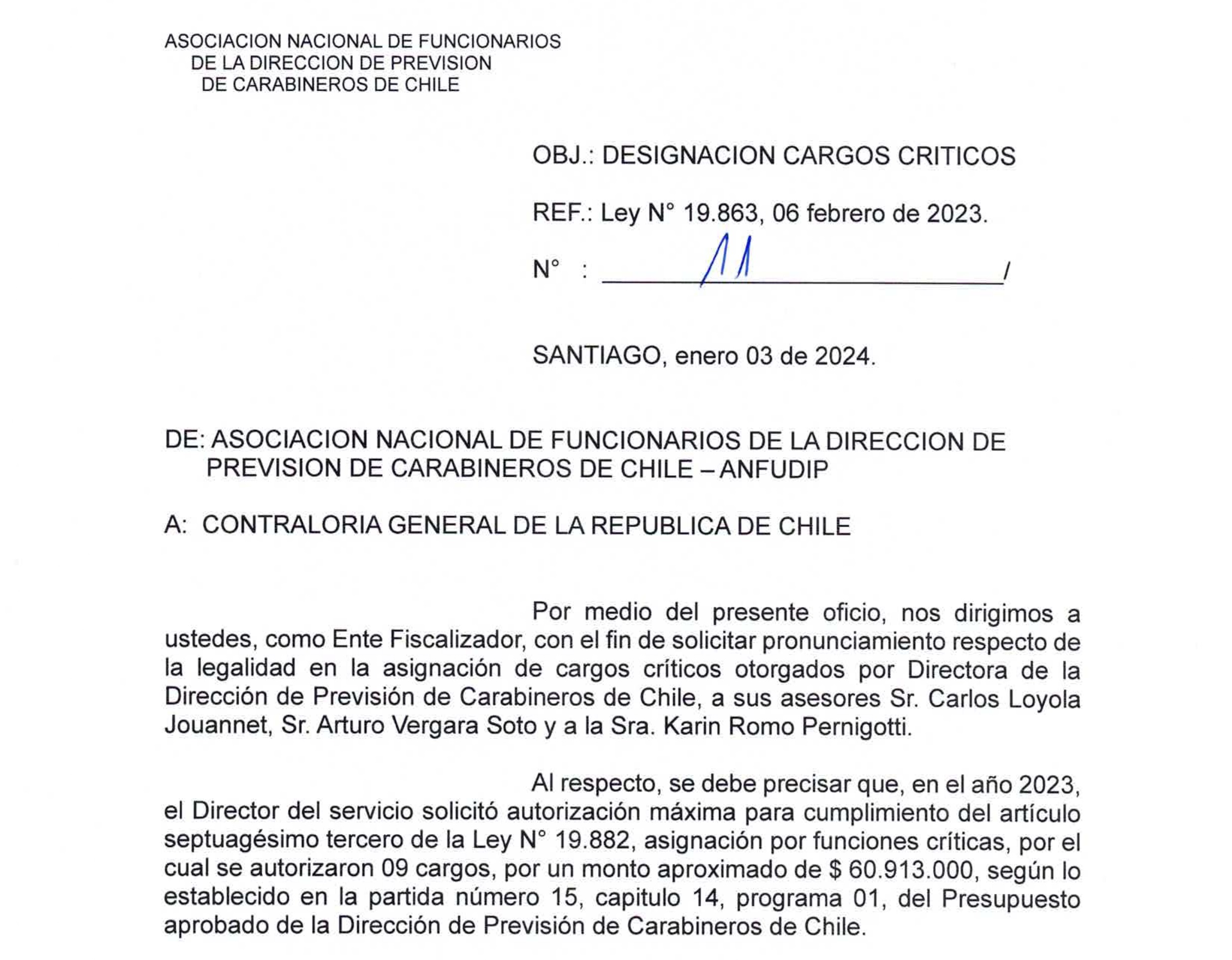 Solicitud de evaluación en CGR por asignaciones críticas.