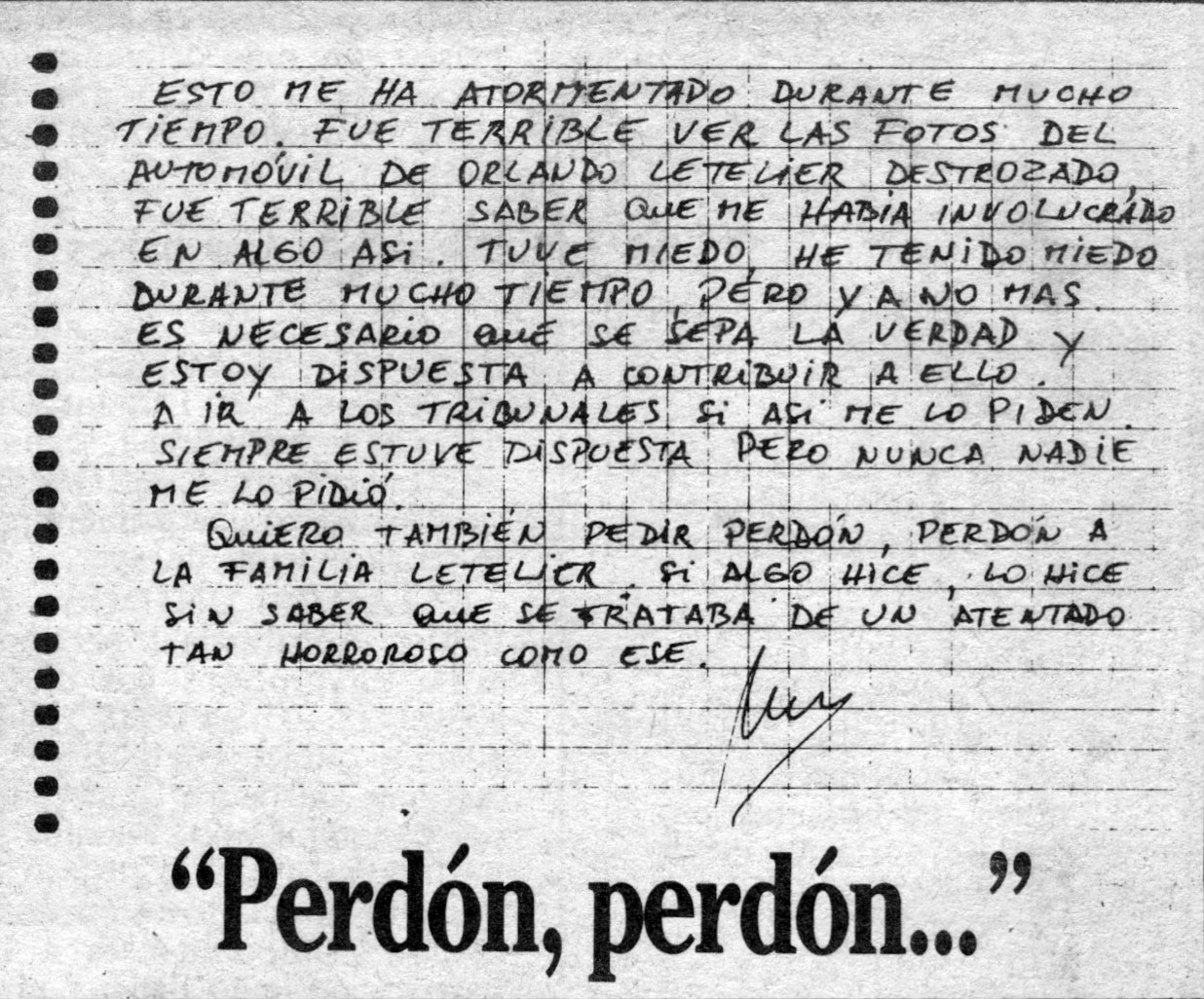 La nota con que Mónica Lagos pidió perdón