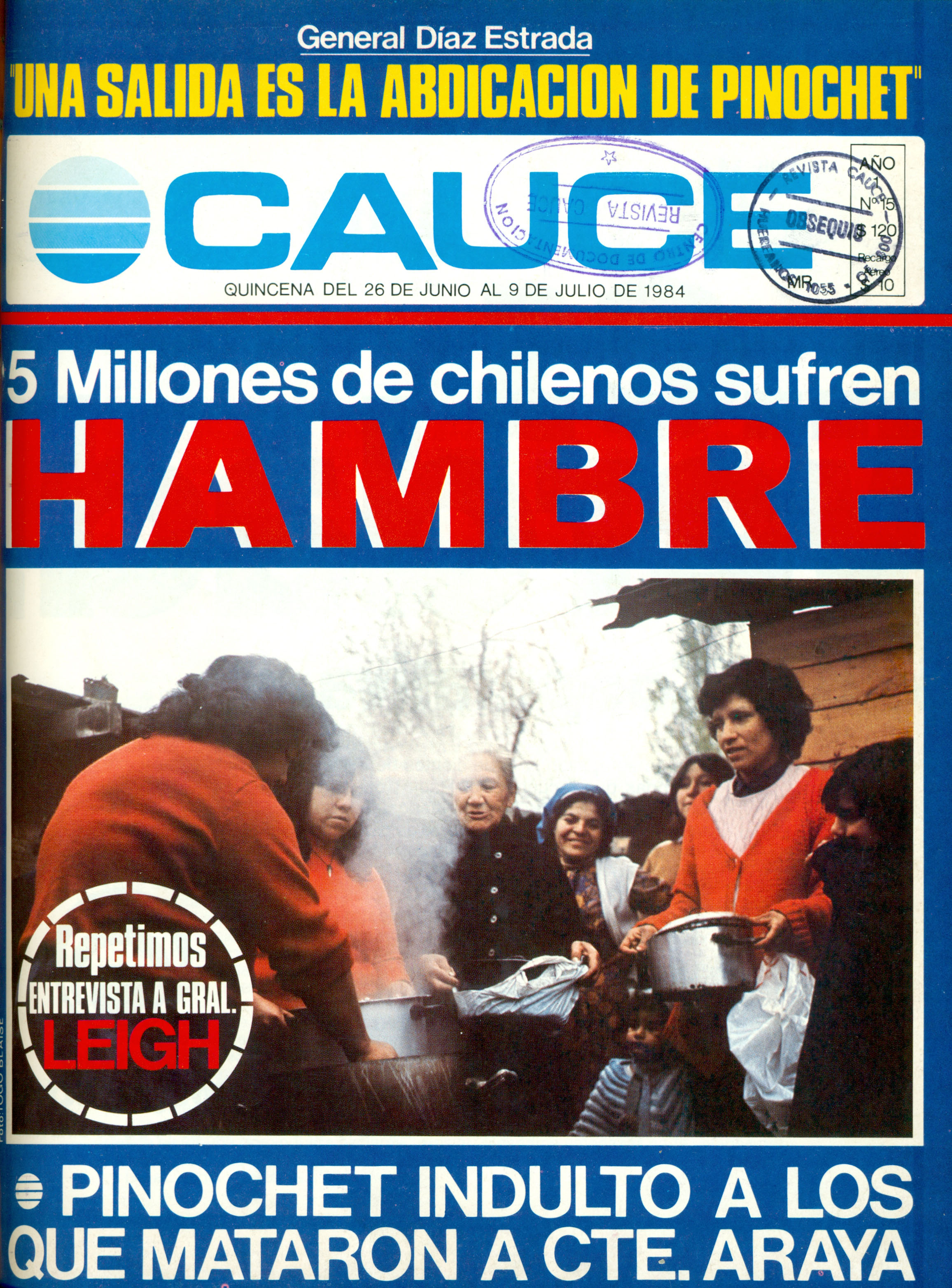 Portada de revista Cauce, junio de 1984 Portada de revista Cauce, junio de 1984