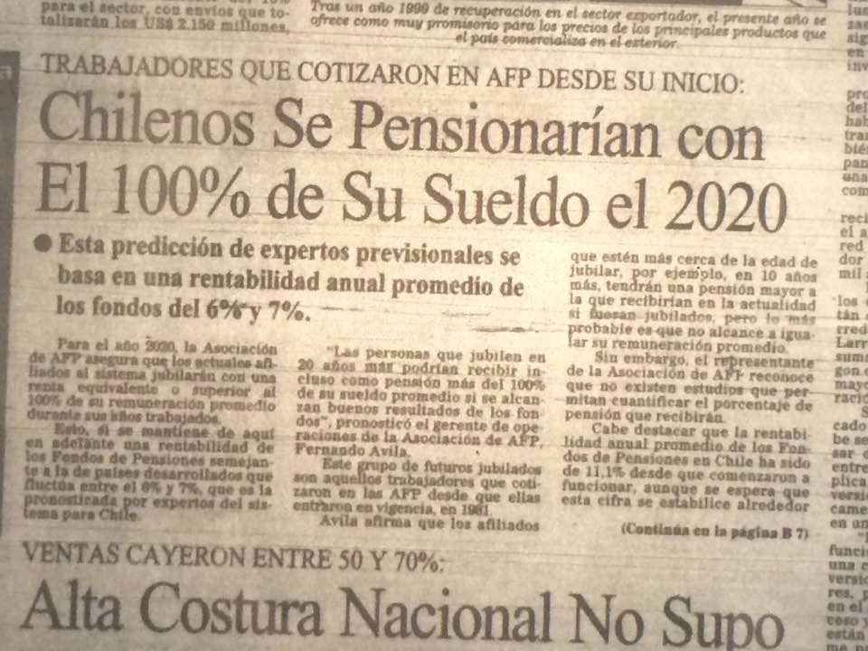 Promesas al crearse el sistema de AFP. Promesas al crearse el sistema de AFP.