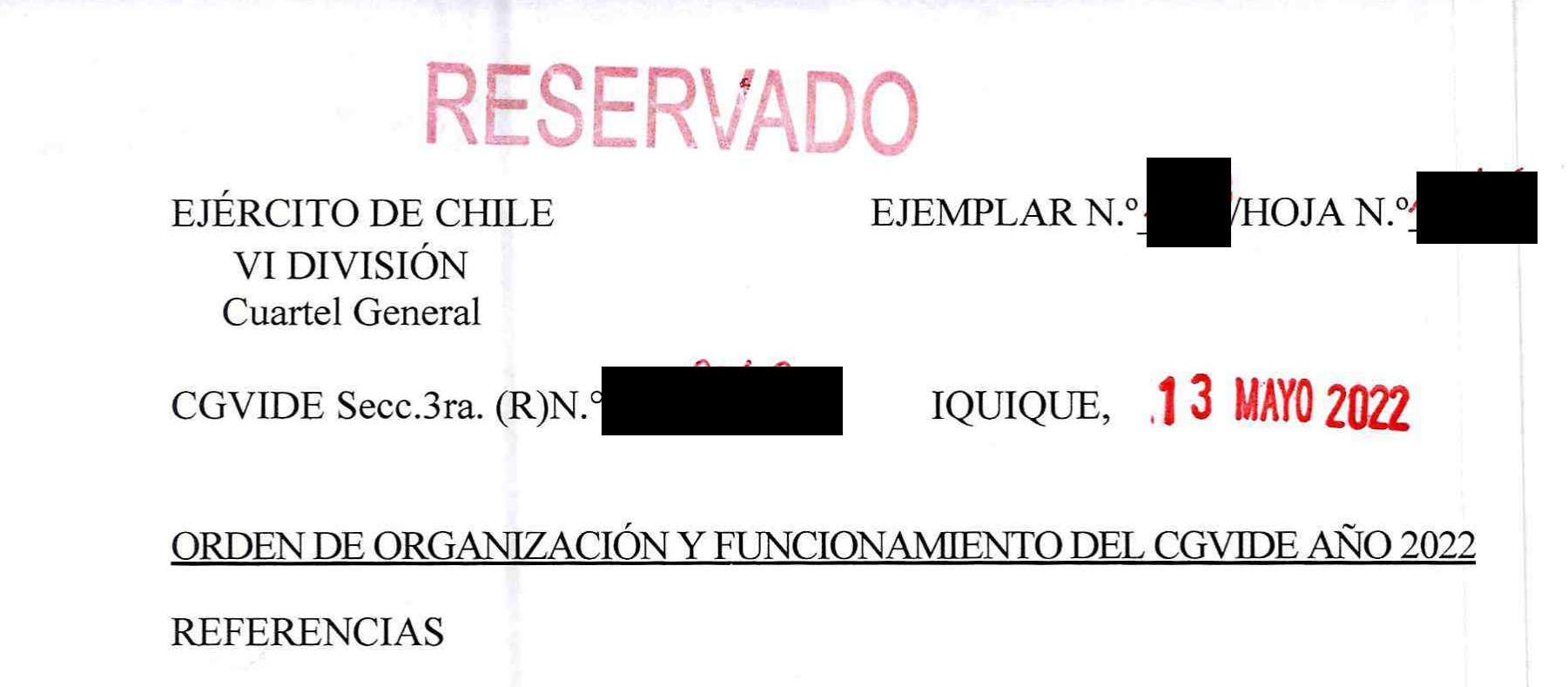 Orden de organización y funcionamiento del CGVIDE año 2022.