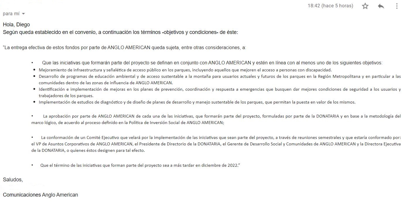 Respuesta de Anglo American a consultas de INTERFERENCIA Respuesta de Anglo American a consultas de INTERFERENCIA