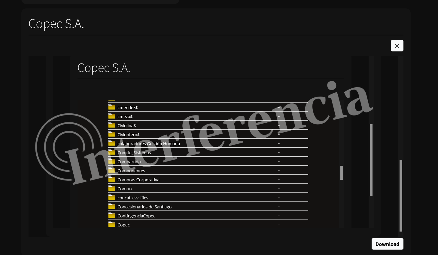 Sitio en la darkweb con la información filtrada a Copec. Sitio en la darkweb con la información filtrada a Copec.