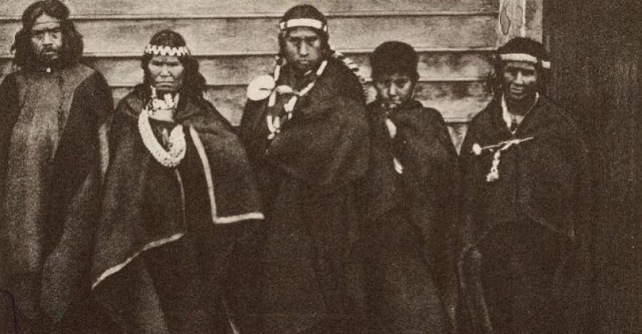 Familia mapuche, hacia 1859. Memoria Chilena, Biblioteca Nacional