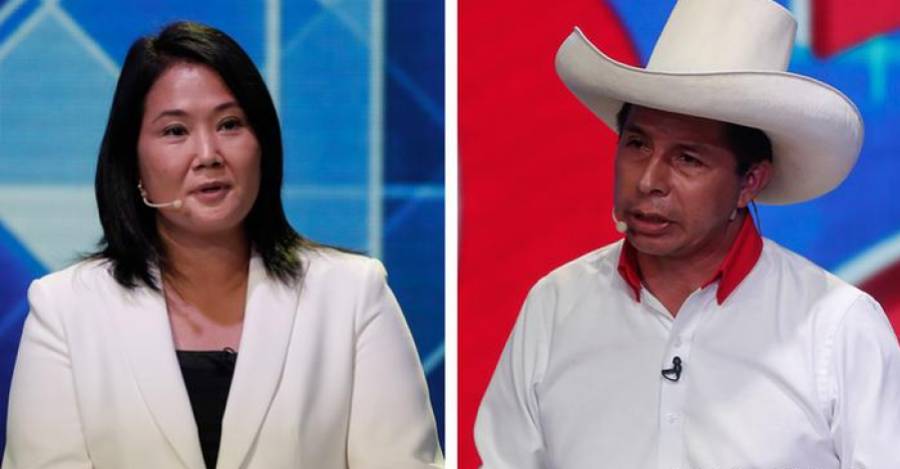 Keiko Fujimori y Pedro Castillo, candidatos presidenciales de Perú.