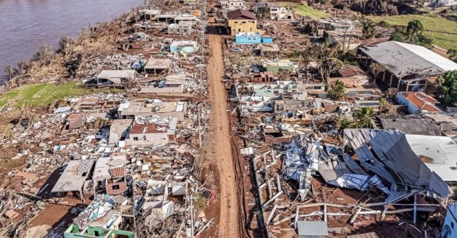 Afectación por inundaciones en el barrio Navegantes, en Arroio do Meio, Rio Grande do Sul, Brasil.