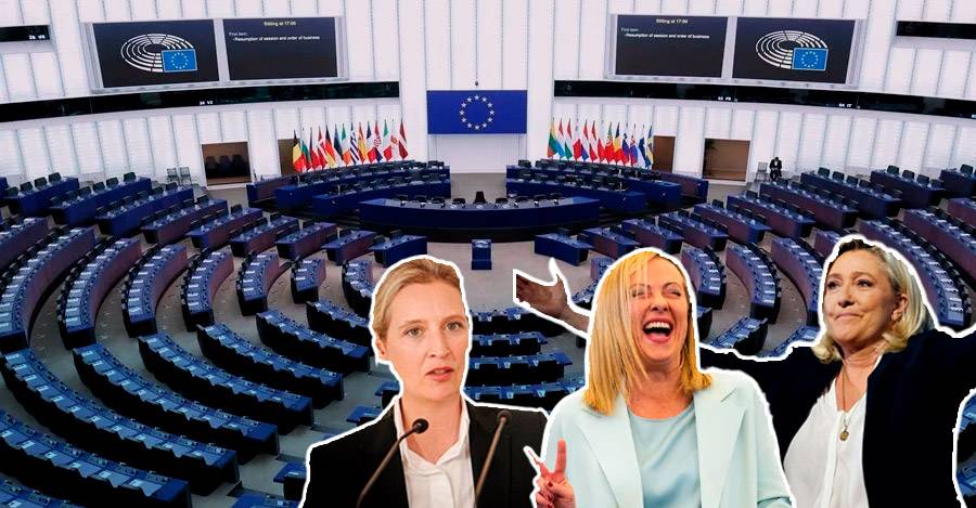 Alice Weidel, Giorgia Meloni y Marine Le Pen.